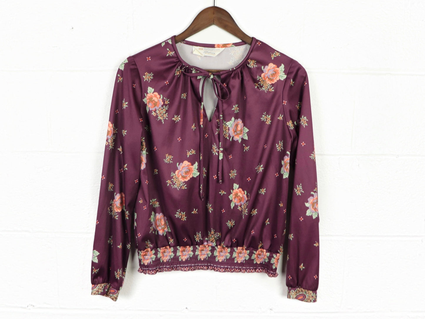 Long Sleeve Floral Peasant Top, JCPenney, 1970s Vintage