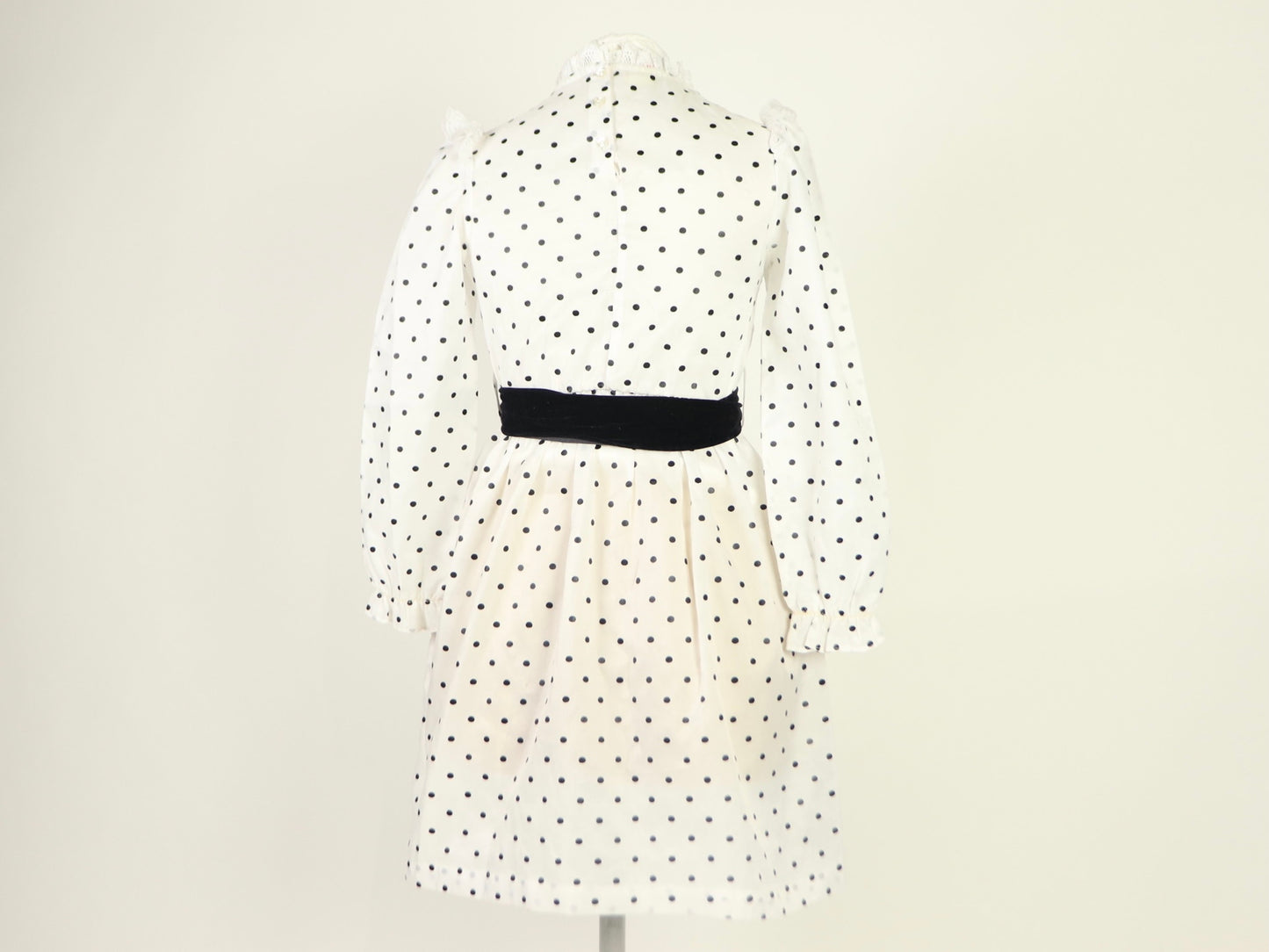 White Polkadot Babydoll Dress, 1970s Vintage