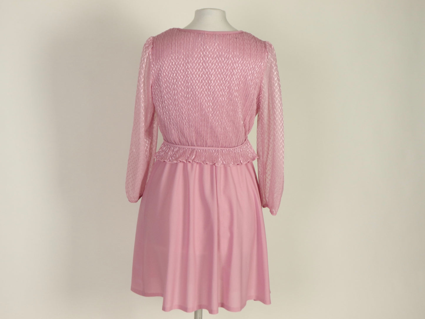 Pink Puff Sleeve Dress, 1970s Vintage