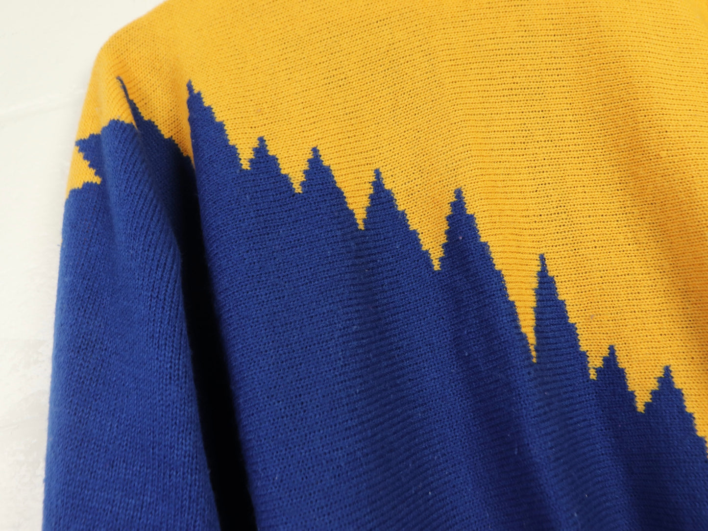 Blue and Yellow Split Sweater, 1980s Vintage