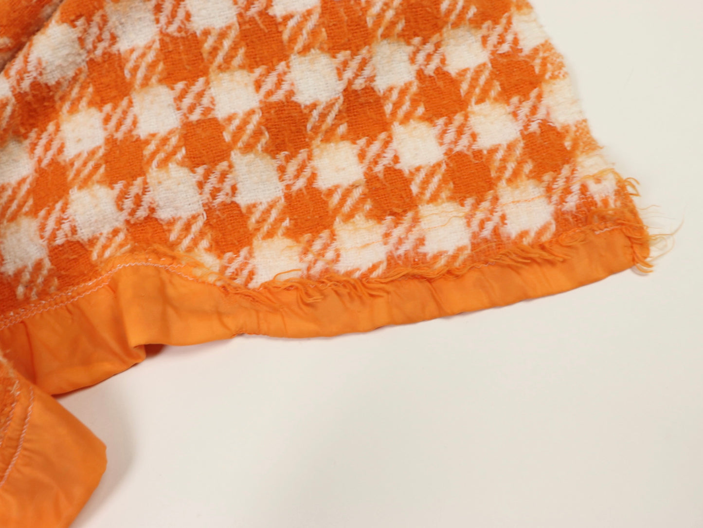 Orange Plaid Blanket, 1970s Vintage