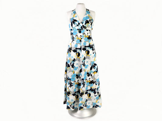 Abstract Floral Halter Maxi dress, 1970s vintage