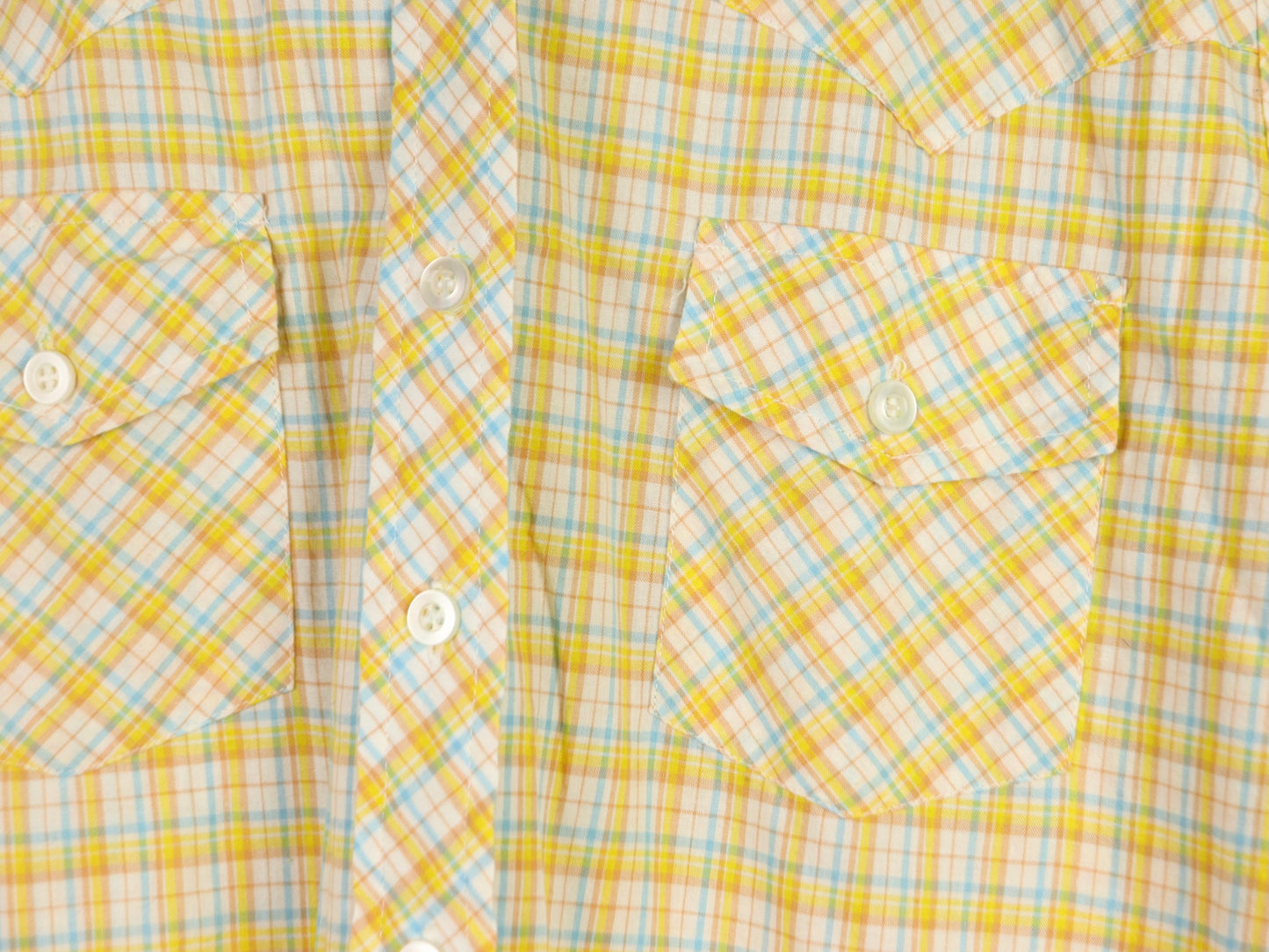 Yellow plaid button up shirt, 1970s vintage