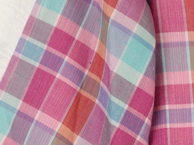 Pink plaid top, 14th place California, 1970s vintage