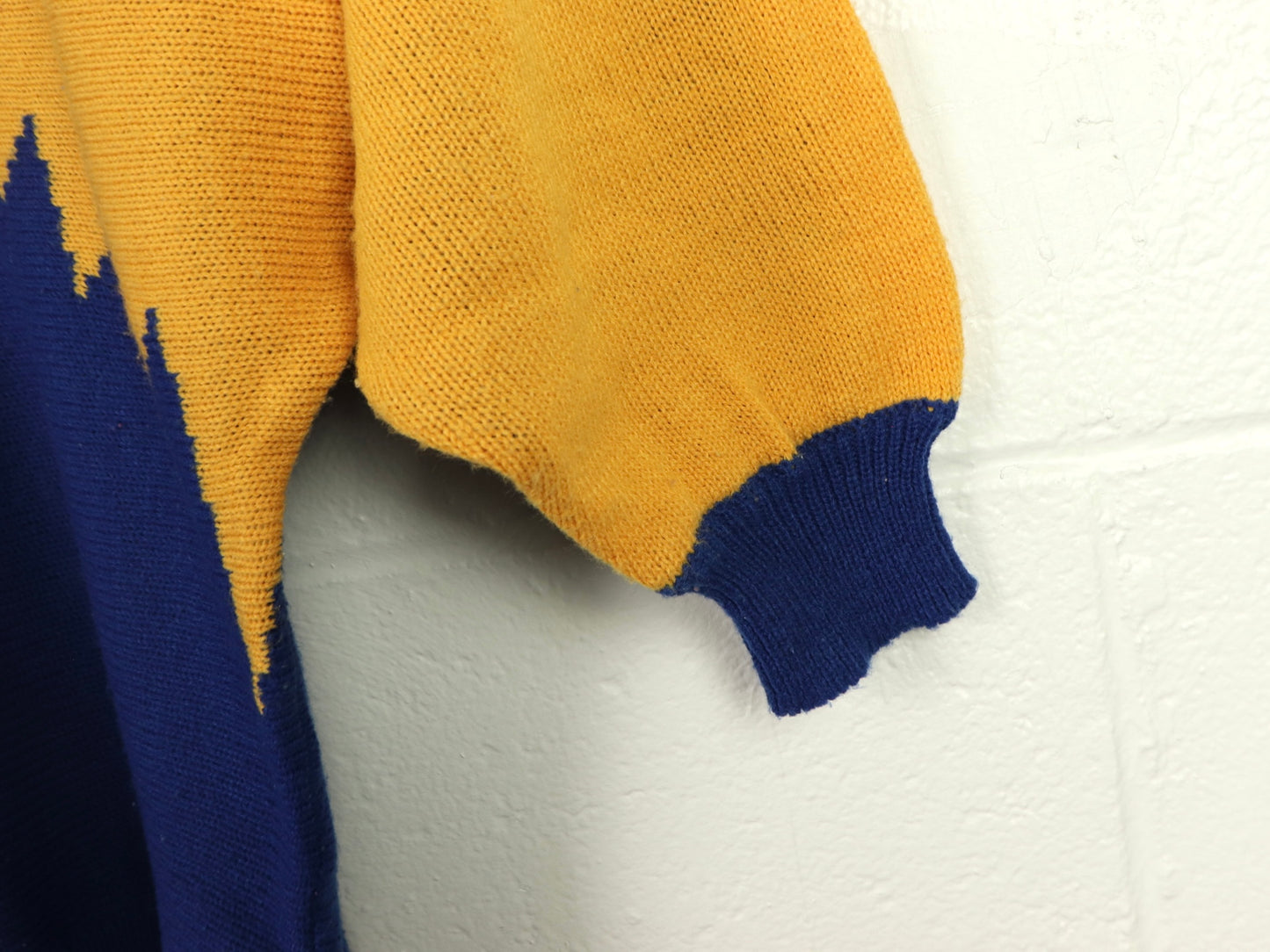 Blue and Yellow Split Sweater, 1980s Vintage