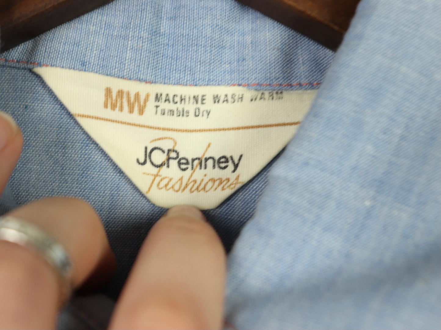 Light blue button up shirt, JCPenney fashions, 1970s vintage