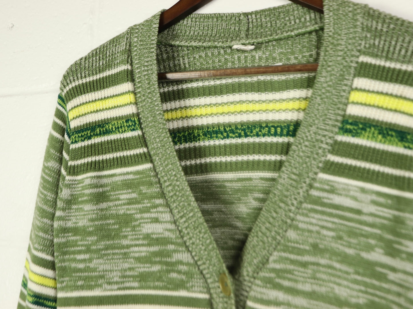 Green Button Down Cardigan, 1970s Vintage