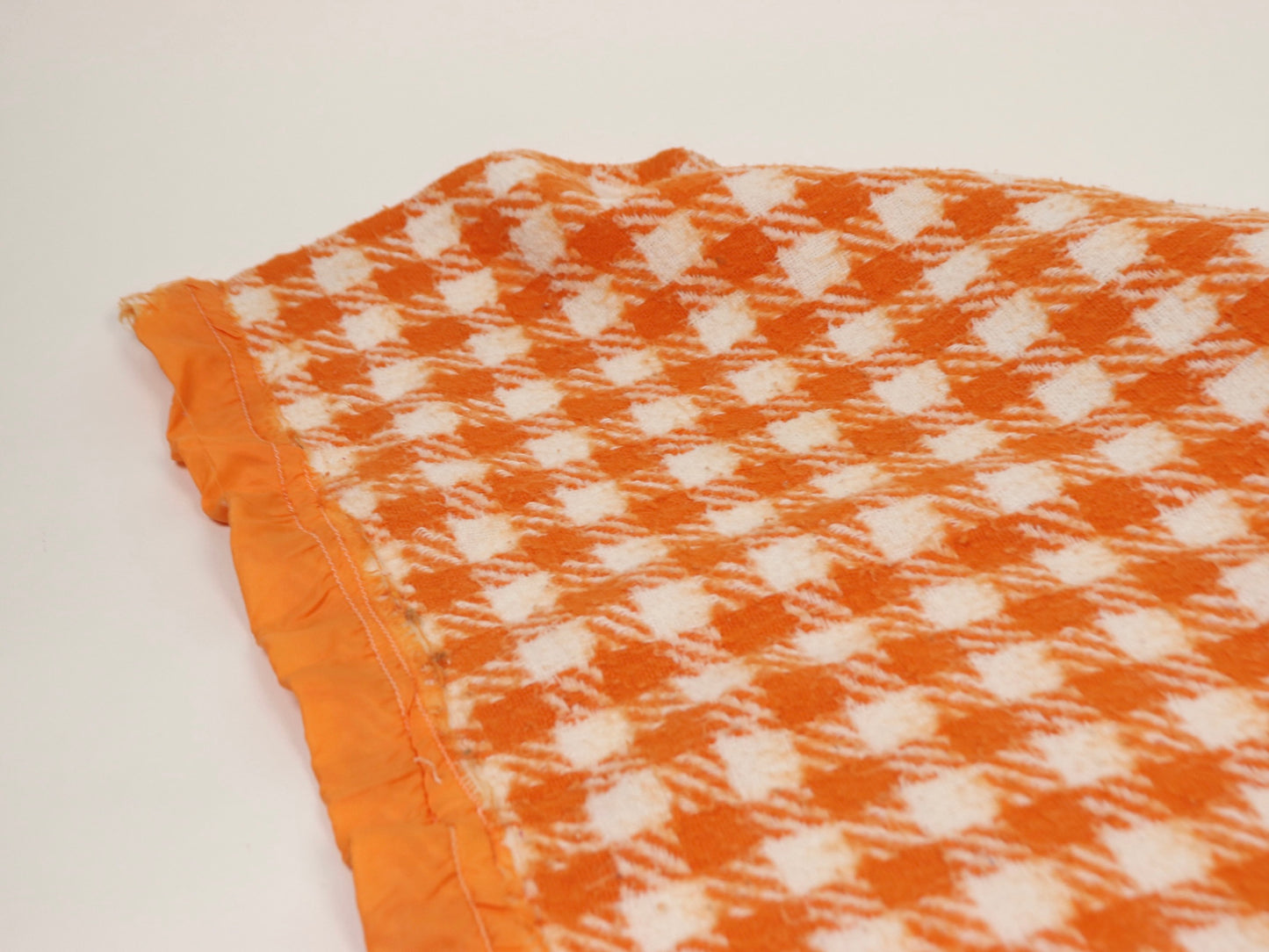 Orange Plaid Blanket, 1970s Vintage