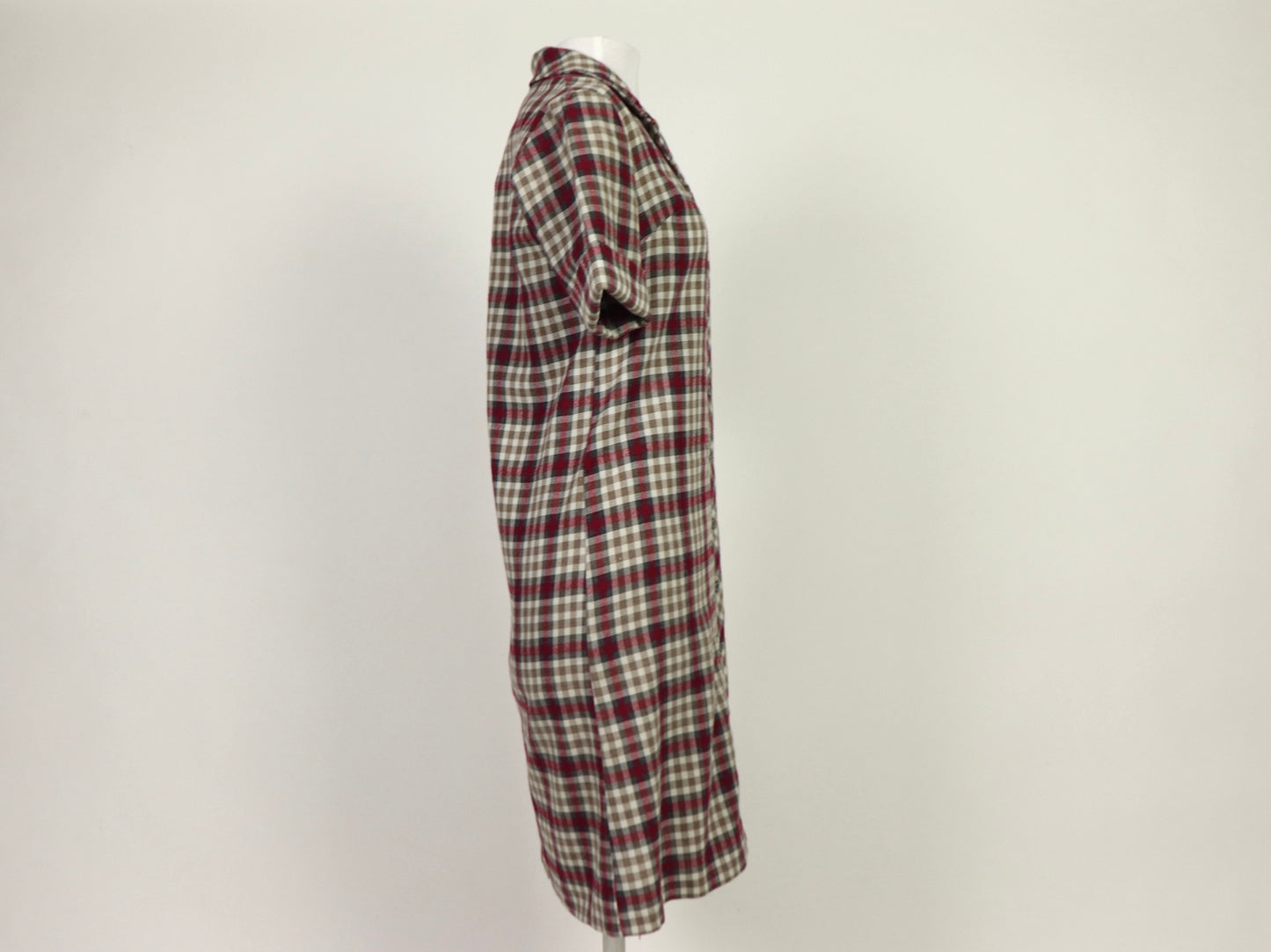 Red Plaid Button Up Dress, 1960s Vintage