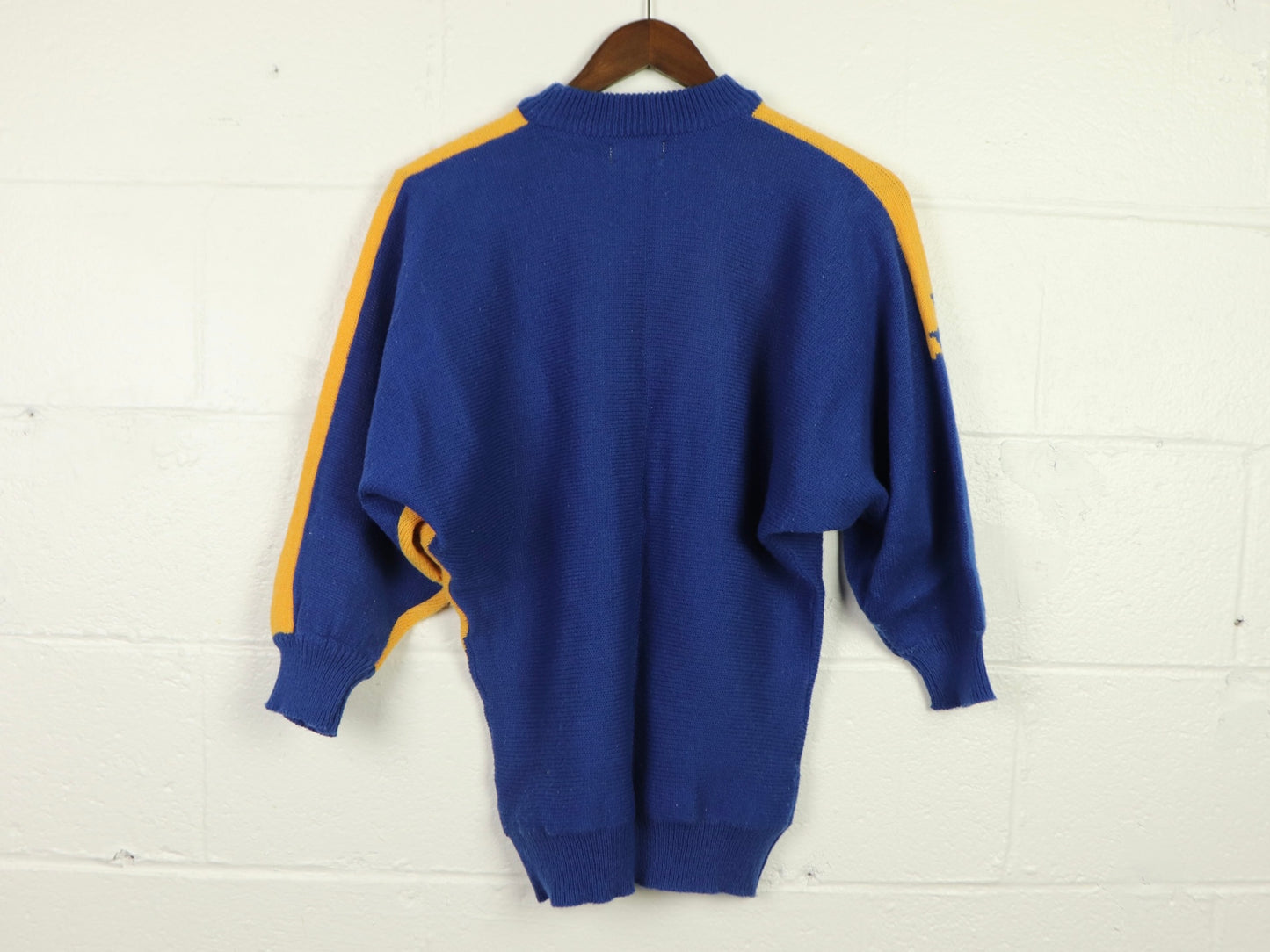 Blue and Yellow Split Sweater, 1980s Vintage