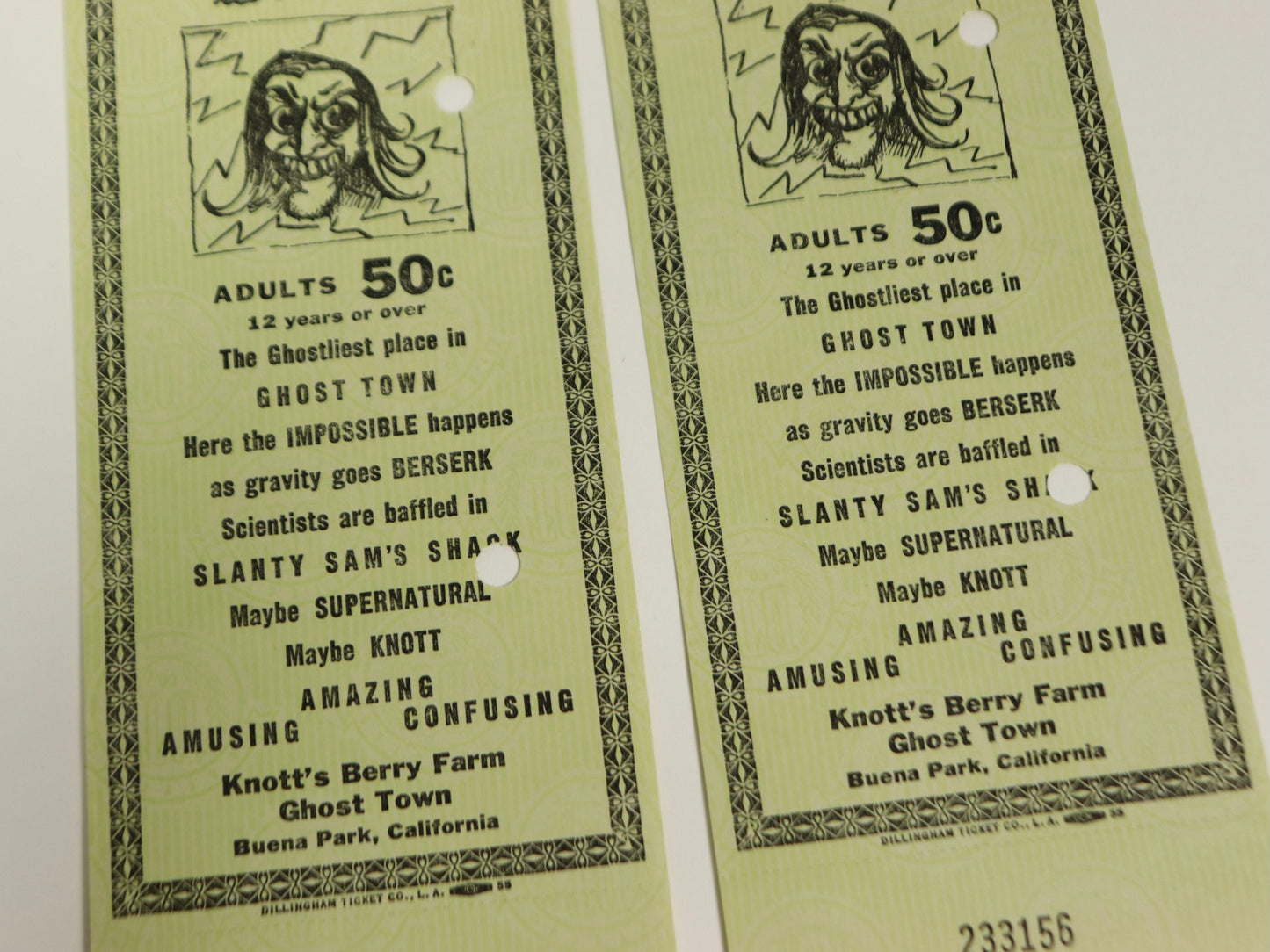 Knotts Berry Farm Map, and Haunted Shack Tickets, 1960s vintage