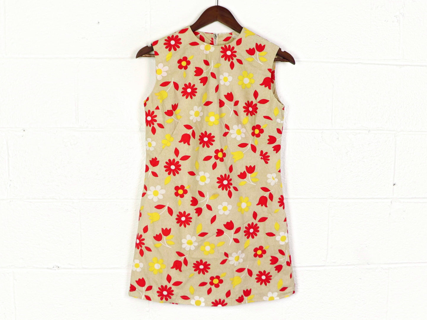 Floral micro mini dress, 1970s vintage, handmade