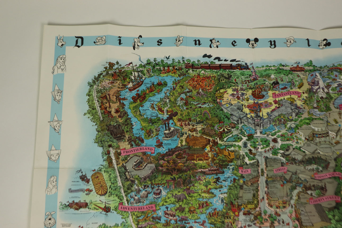 Vintage 1962 Disneyland Wall Map/Poster in 45X30 Original Disney Walt Disney