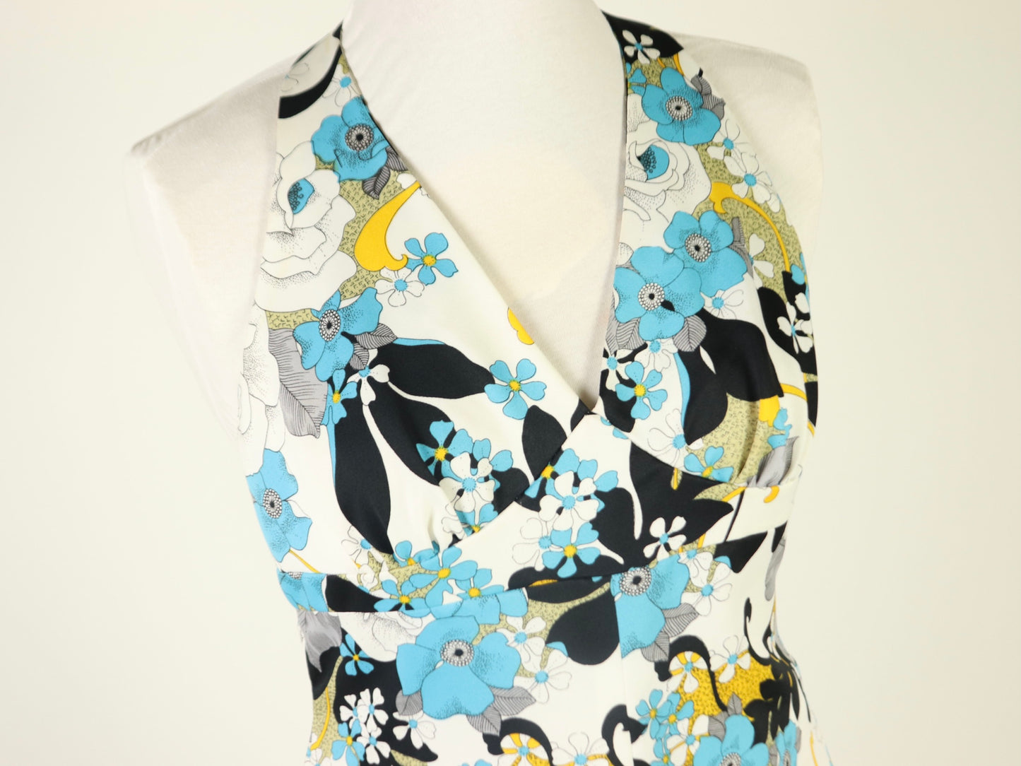 Abstract Floral Halter Maxi dress, 1970s vintage