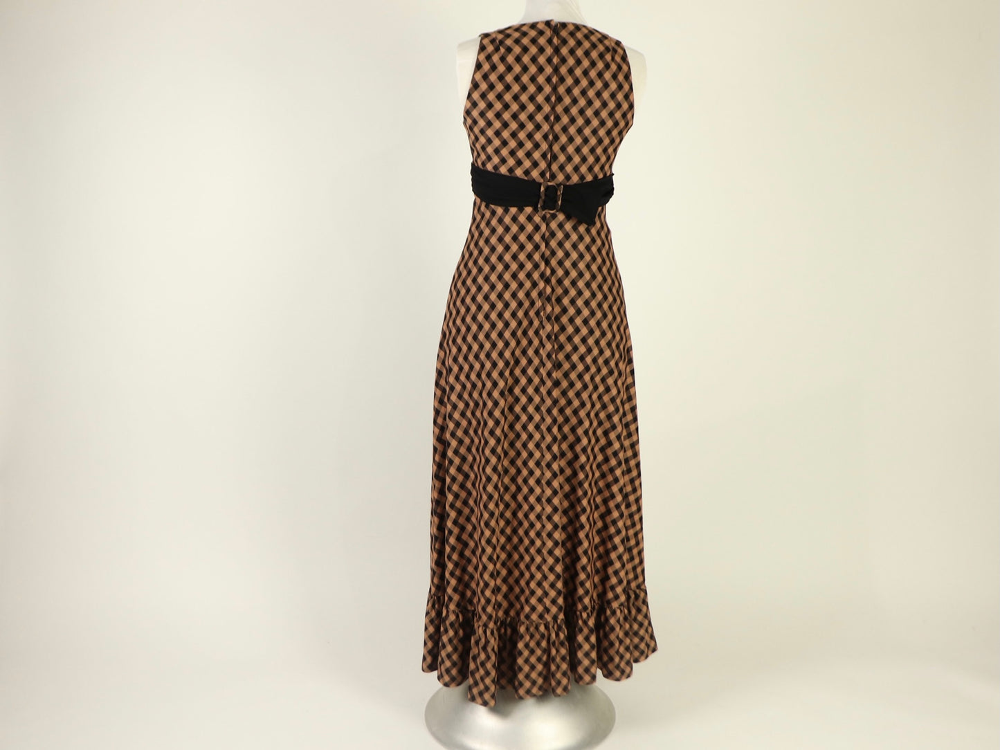 Brown Plaid Maxi dress, 1970s vintage