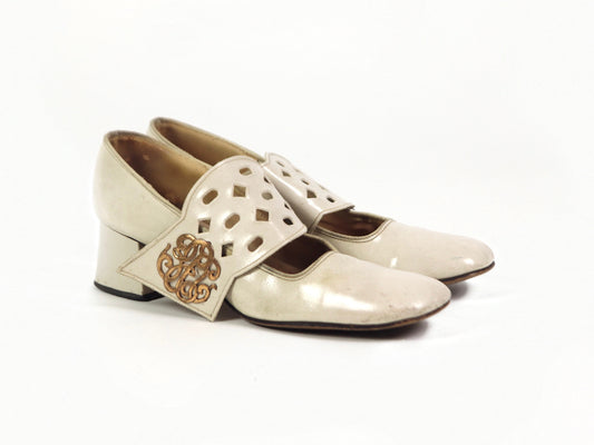 White leather heels, Gaymode, 1960s vintage