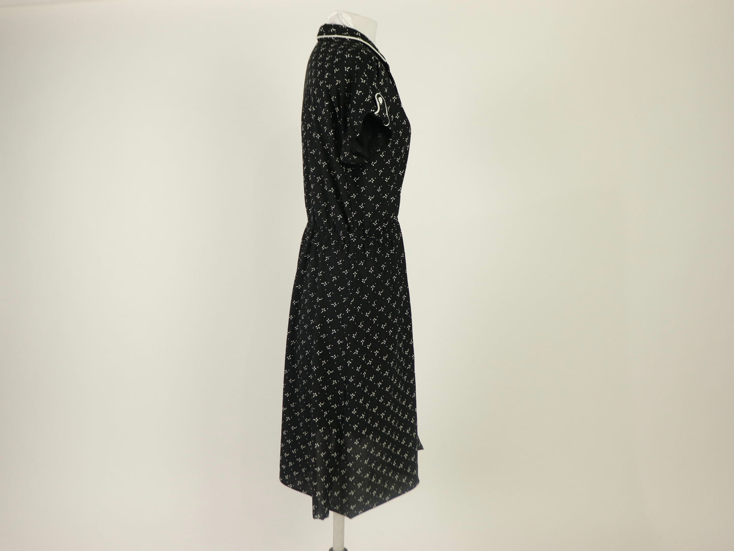 Black Button Down Dress, 1950s Vintage