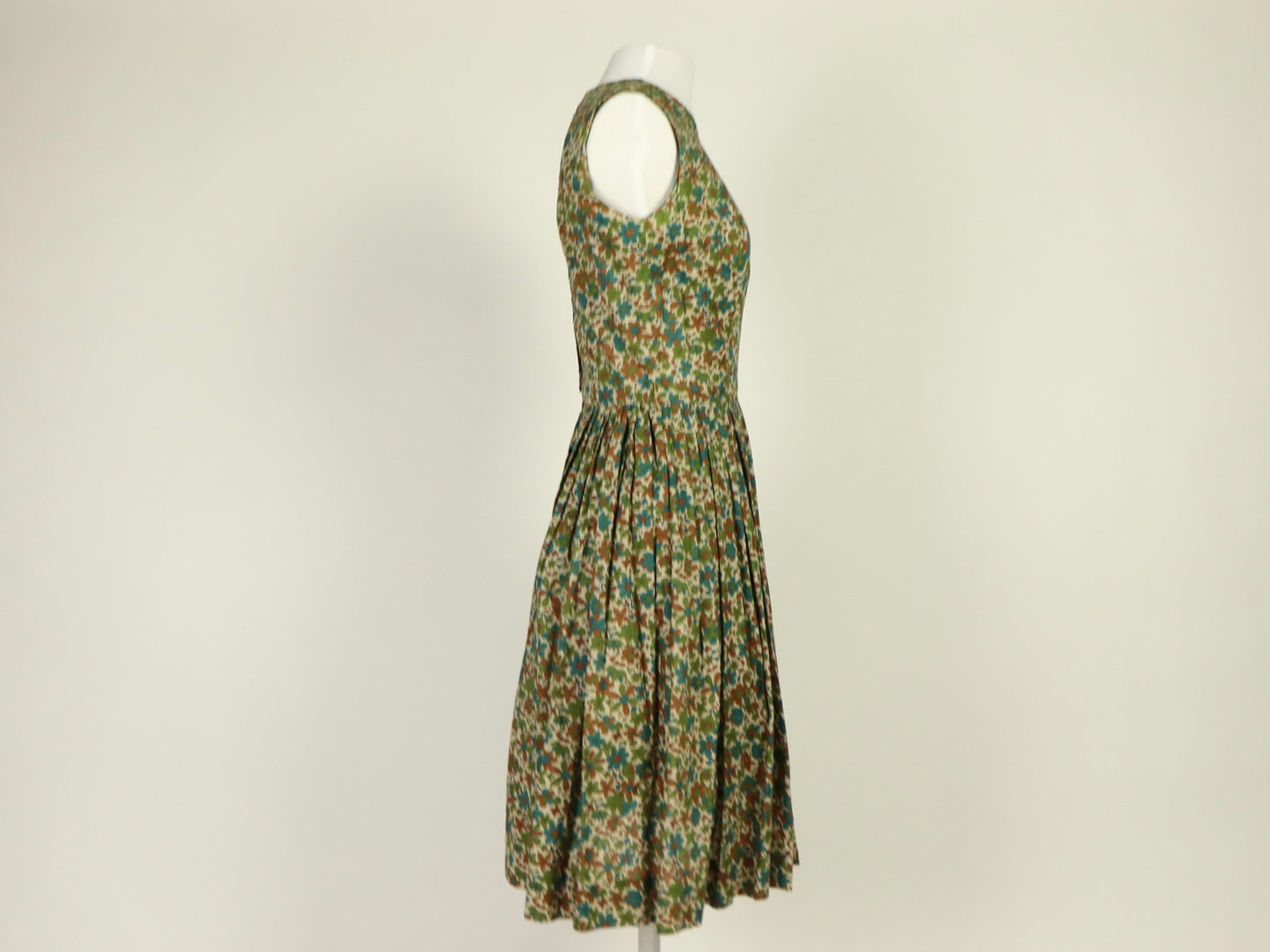 Green Floral Dress, 1960s Vintage