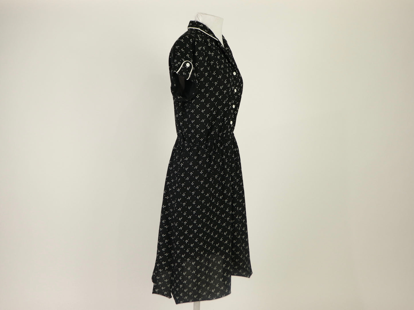 Black Button Down Dress, 1950s Vintage