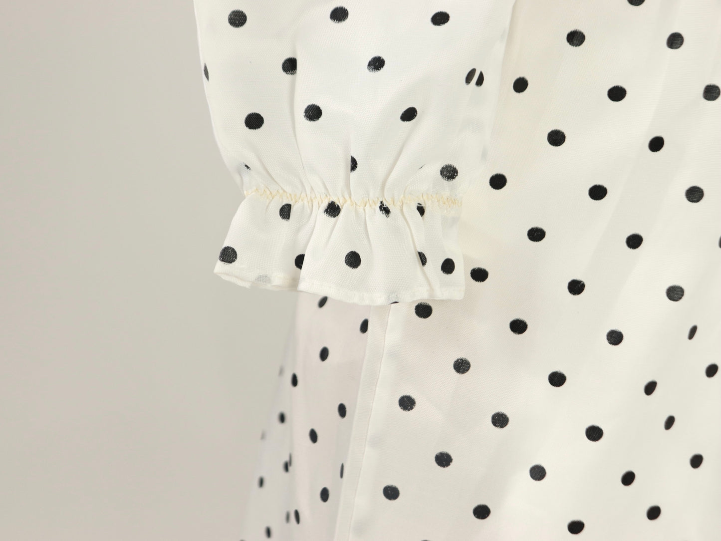 White Polkadot Babydoll Dress, 1970s Vintage