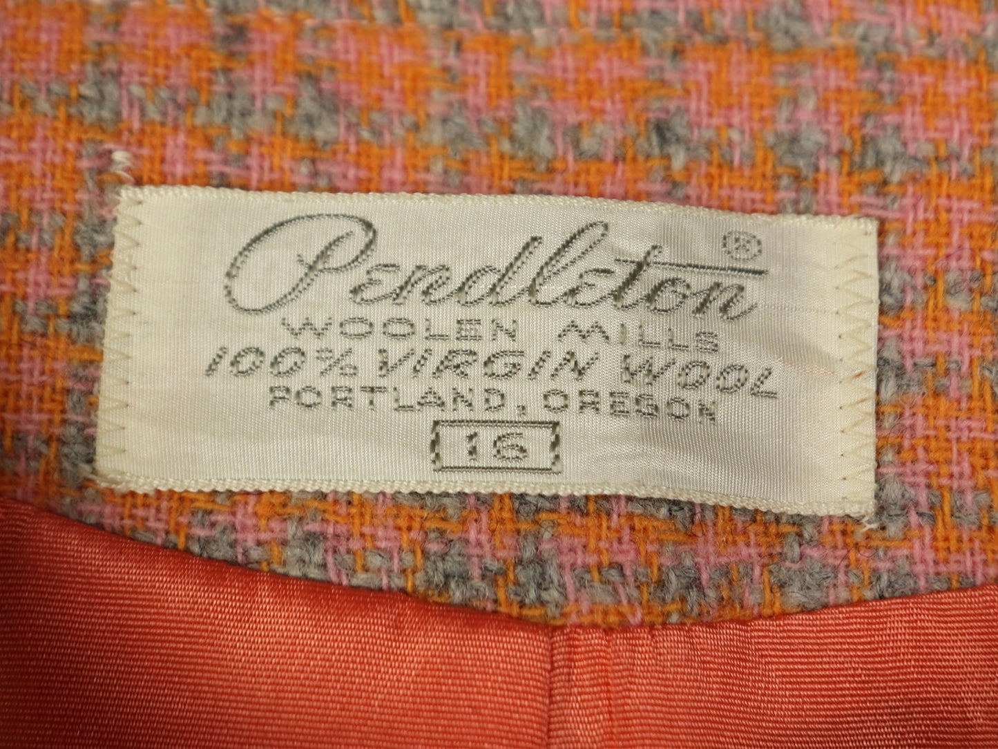 Orange Plaid Cropped Jacket, Pendleton, 1960s vintage