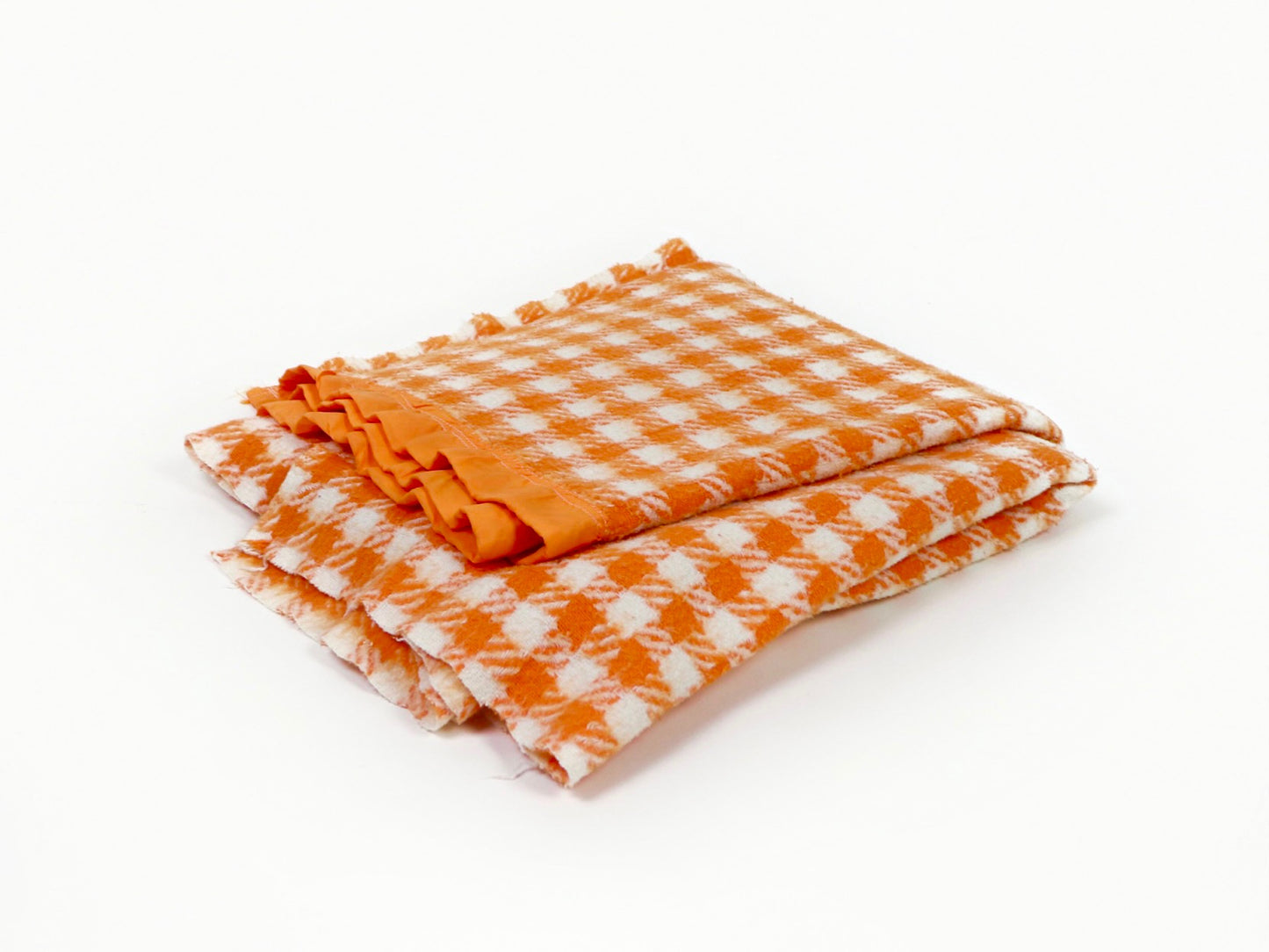 Orange Plaid Blanket, 1970s Vintage