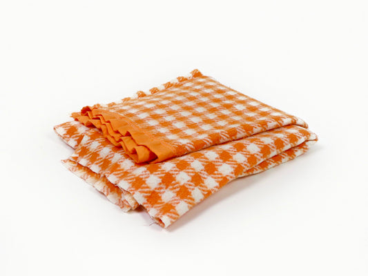 Orange Plaid Blanket, 1970s Vintage