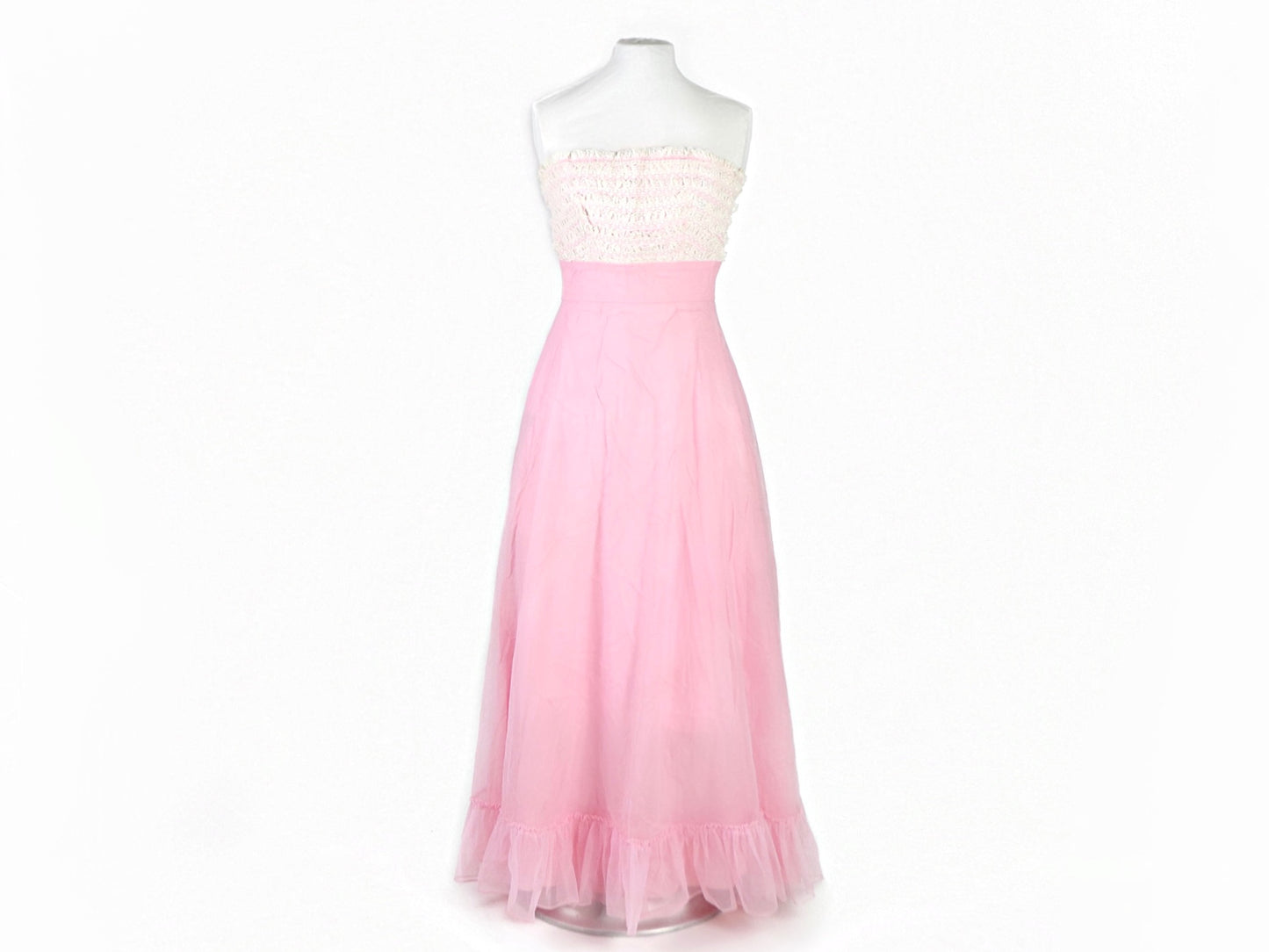 Pink Chiffon Prom Dress, 1950s Vintage