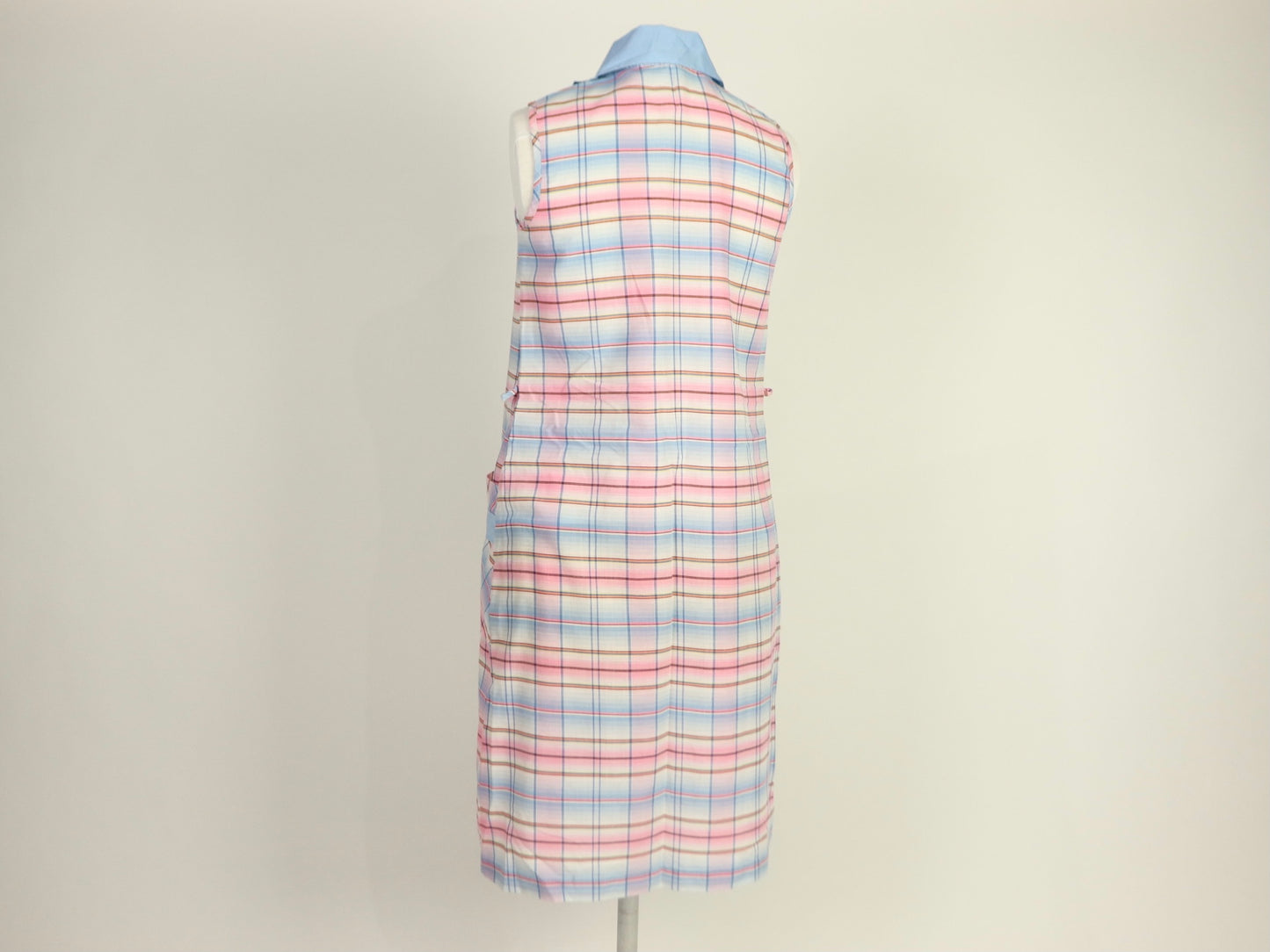 Pink Plaid Button Down Dress, 1970s Vintage