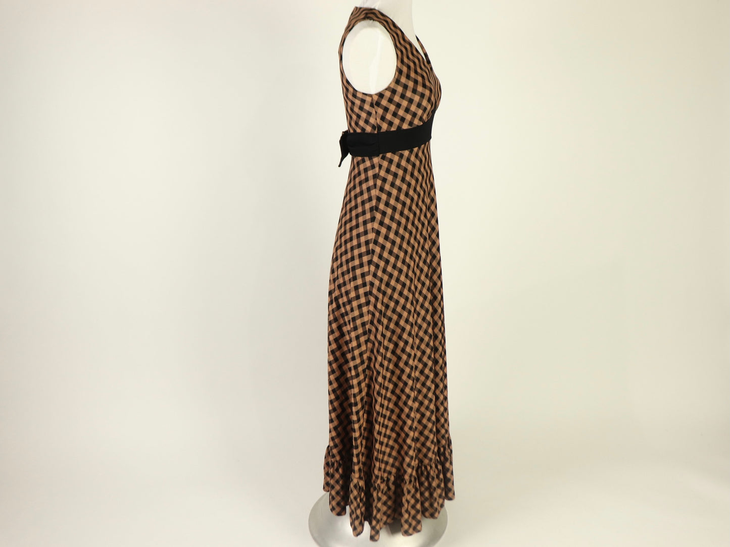 Brown Plaid Maxi dress, 1970s vintage