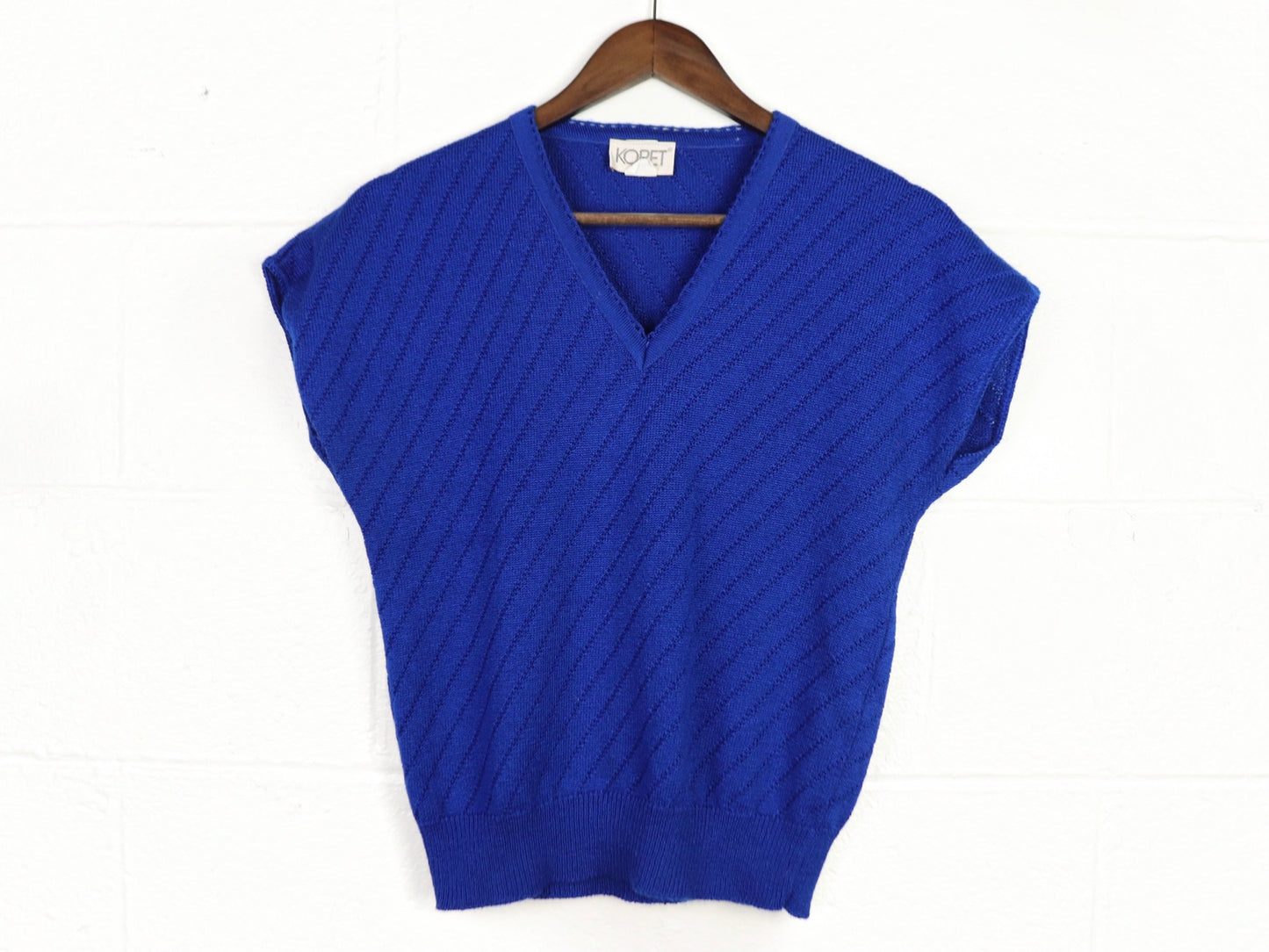 Blue knit top, KORET, 1970s vintage