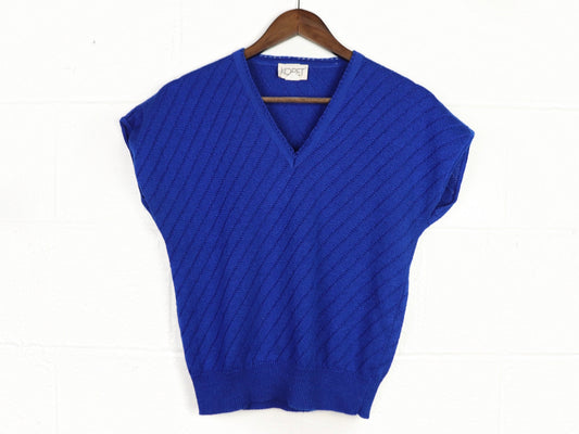 Blue knit top, KORET, 1970s vintage