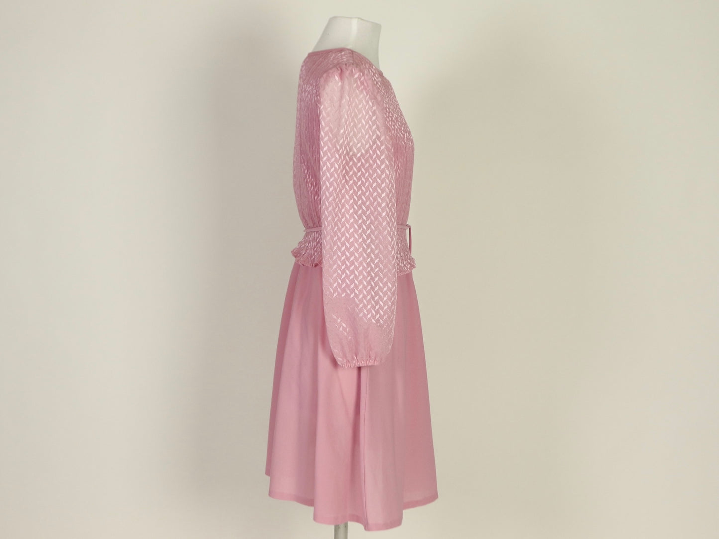 Pink Puff Sleeve Dress, 1970s Vintage