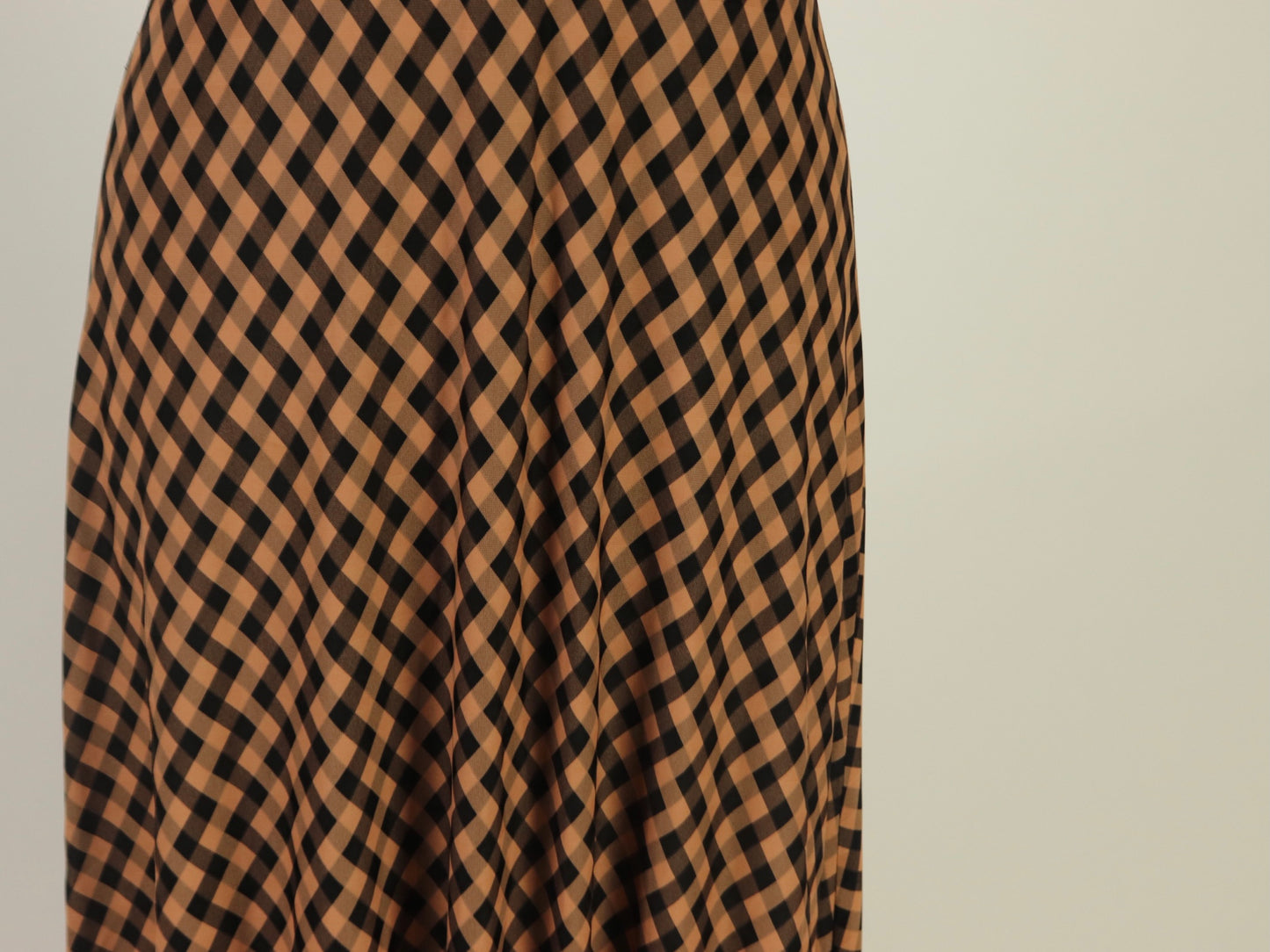 Brown Plaid Maxi dress, 1970s vintage