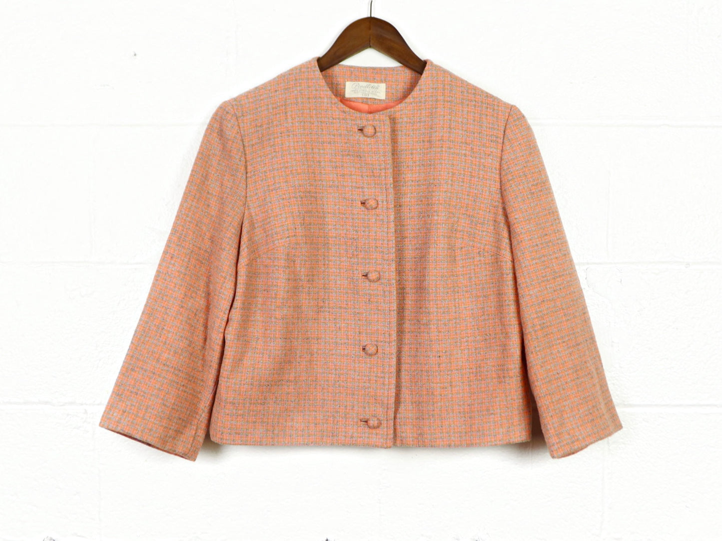 Orange Plaid Cropped Jacket, Pendleton, 1960s vintage