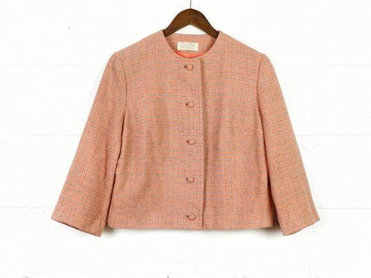 Orange Plaid Cropped Jacket, Pendleton, 1960s vintage