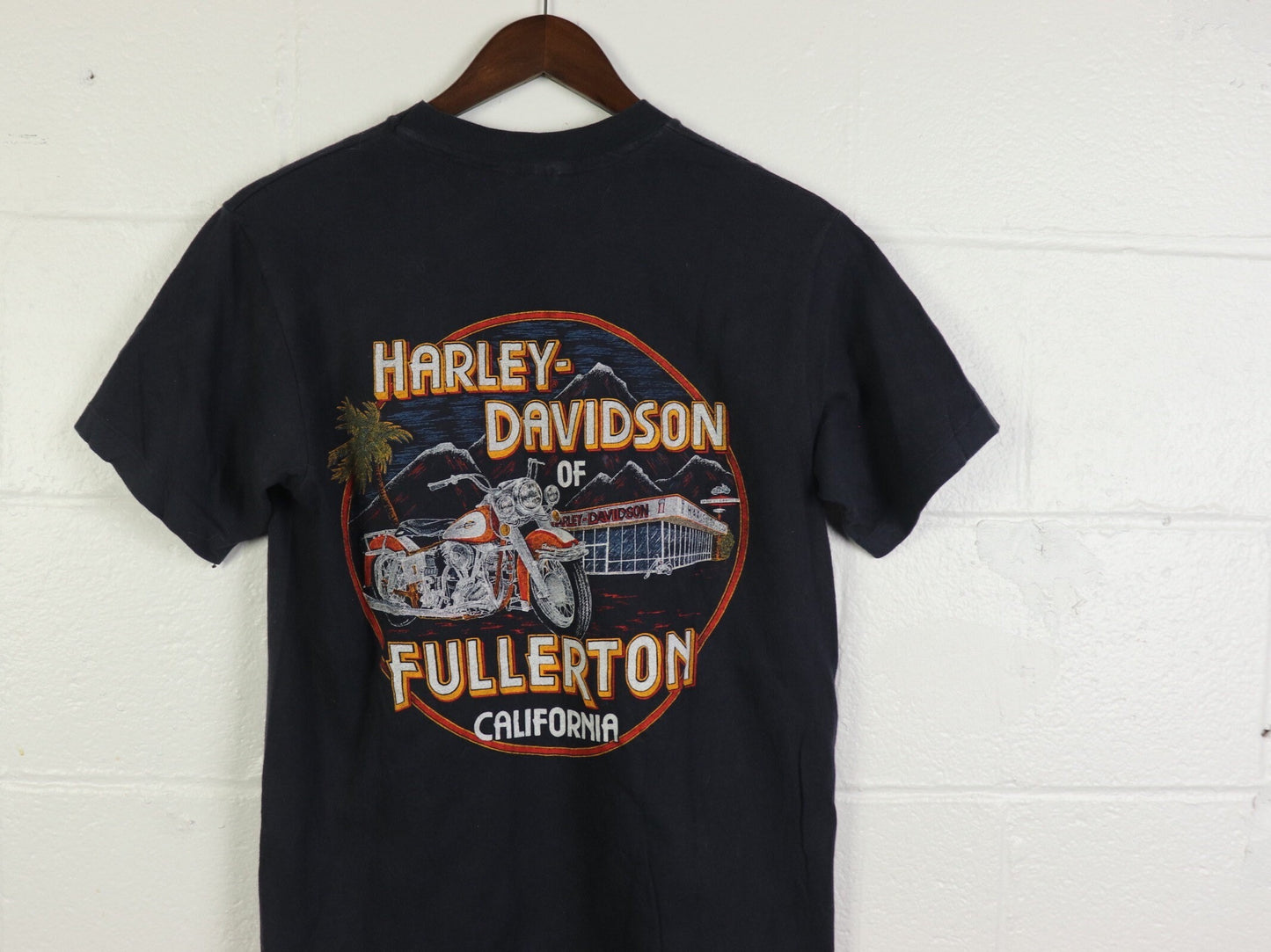 Harley Davidson Fullerton California t shirt, 1980s vintage