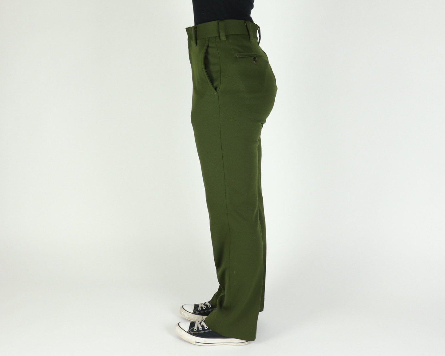 Olive Green Straight Leg Slacks, 1970s Vintage