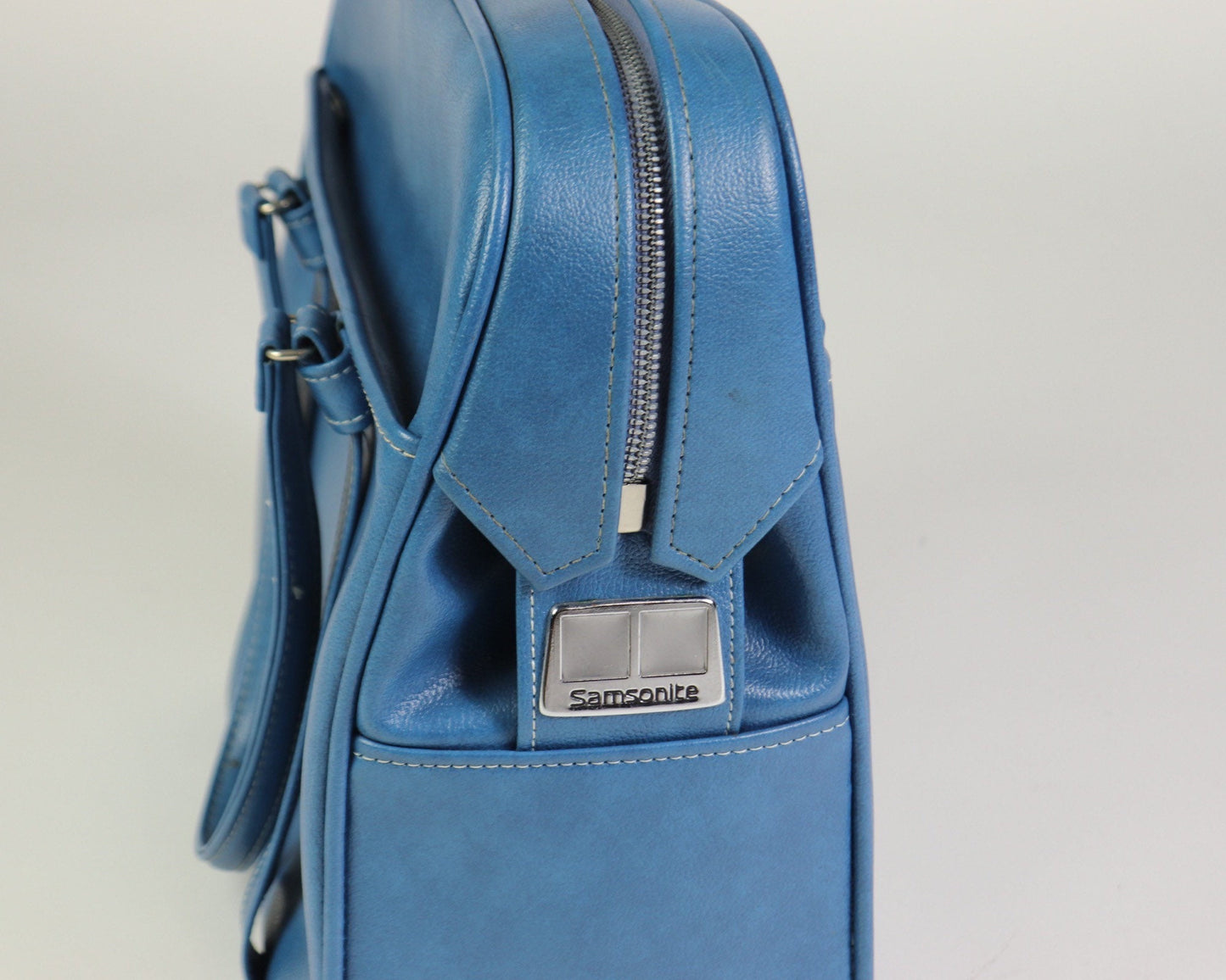 Blue samsonite luggage bag, 1970s vintage