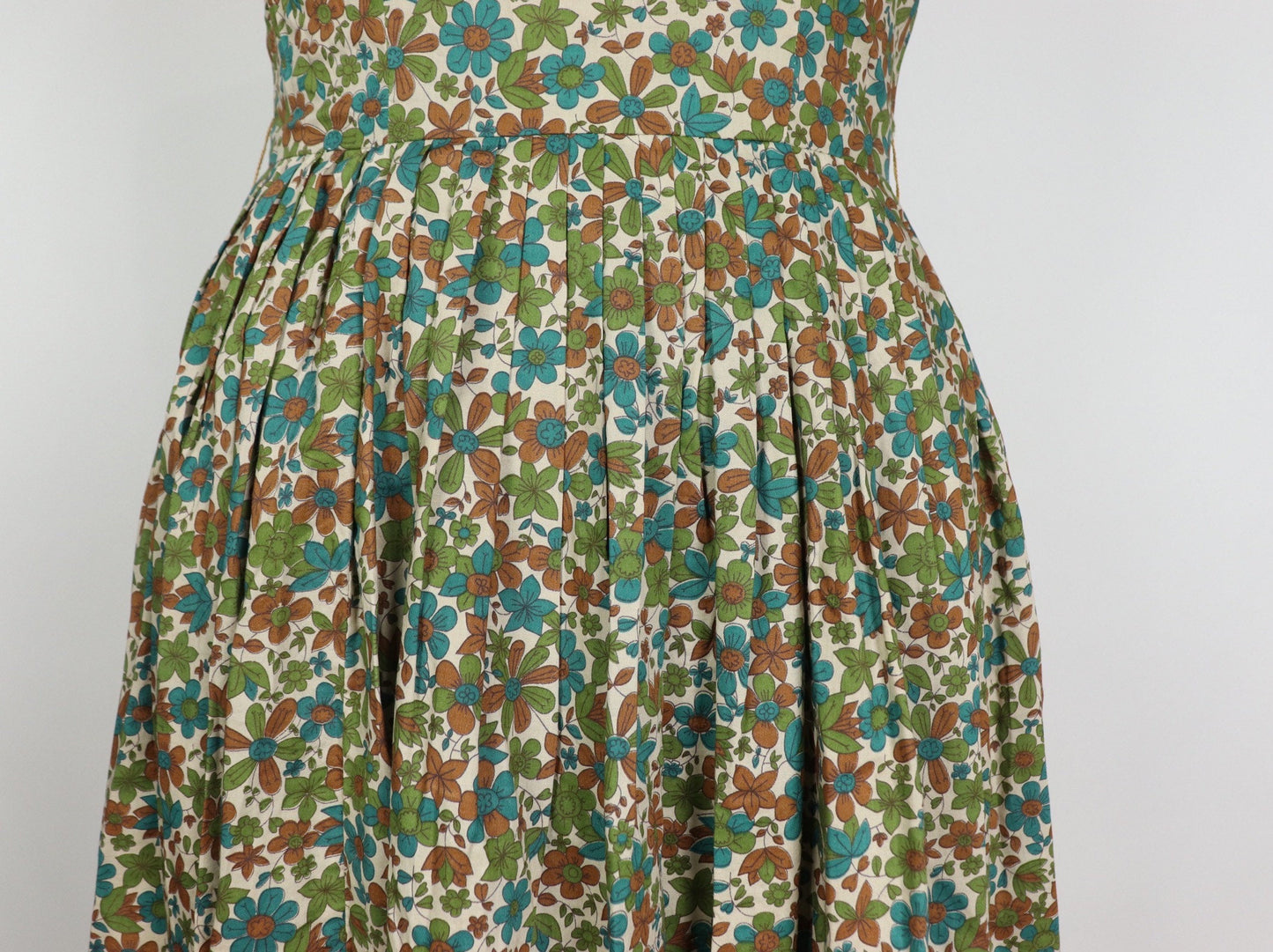 Green Floral Dress, 1960s Vintage