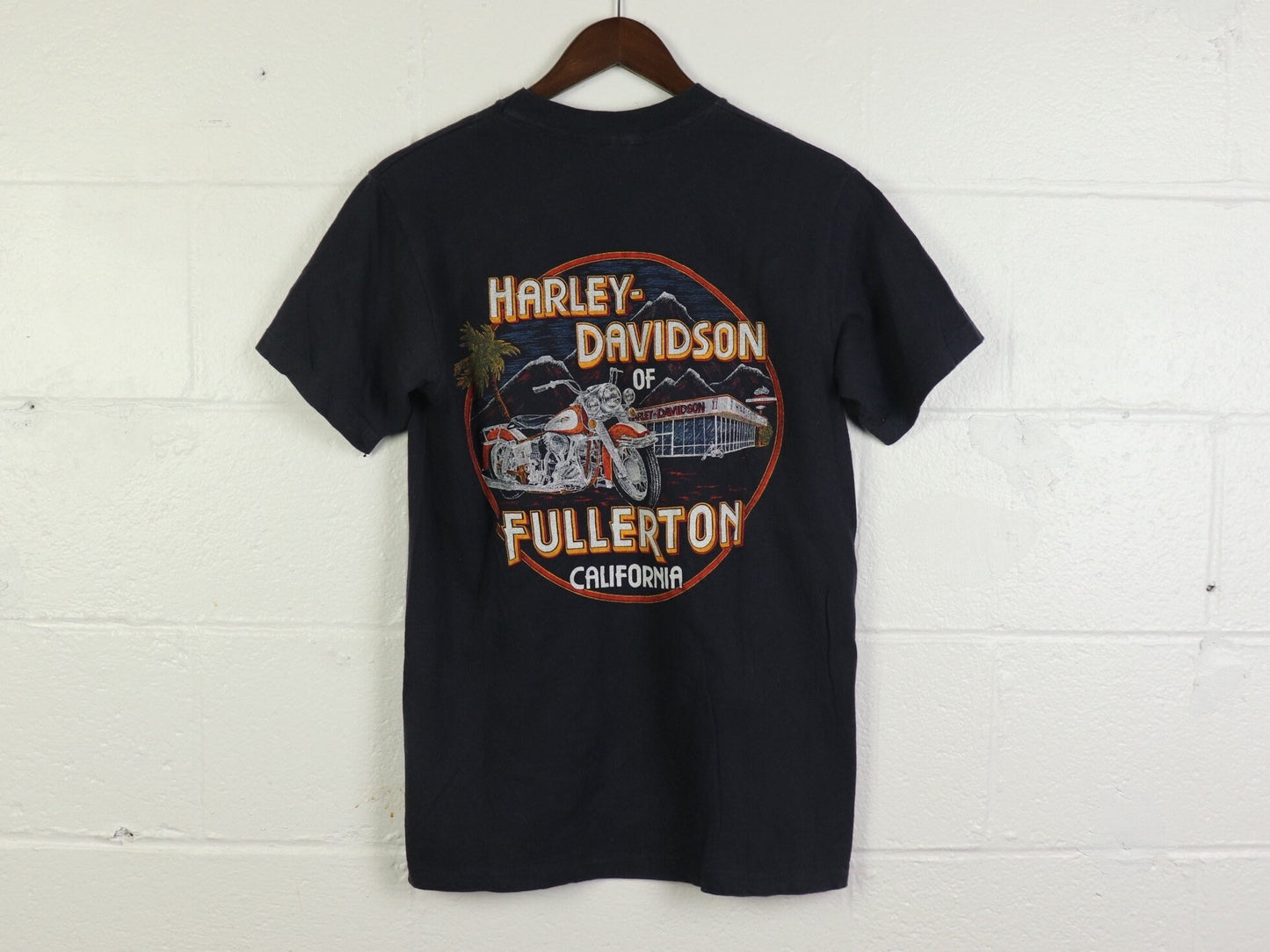 Harley Davidson Fullerton California t shirt, 1980s vintage