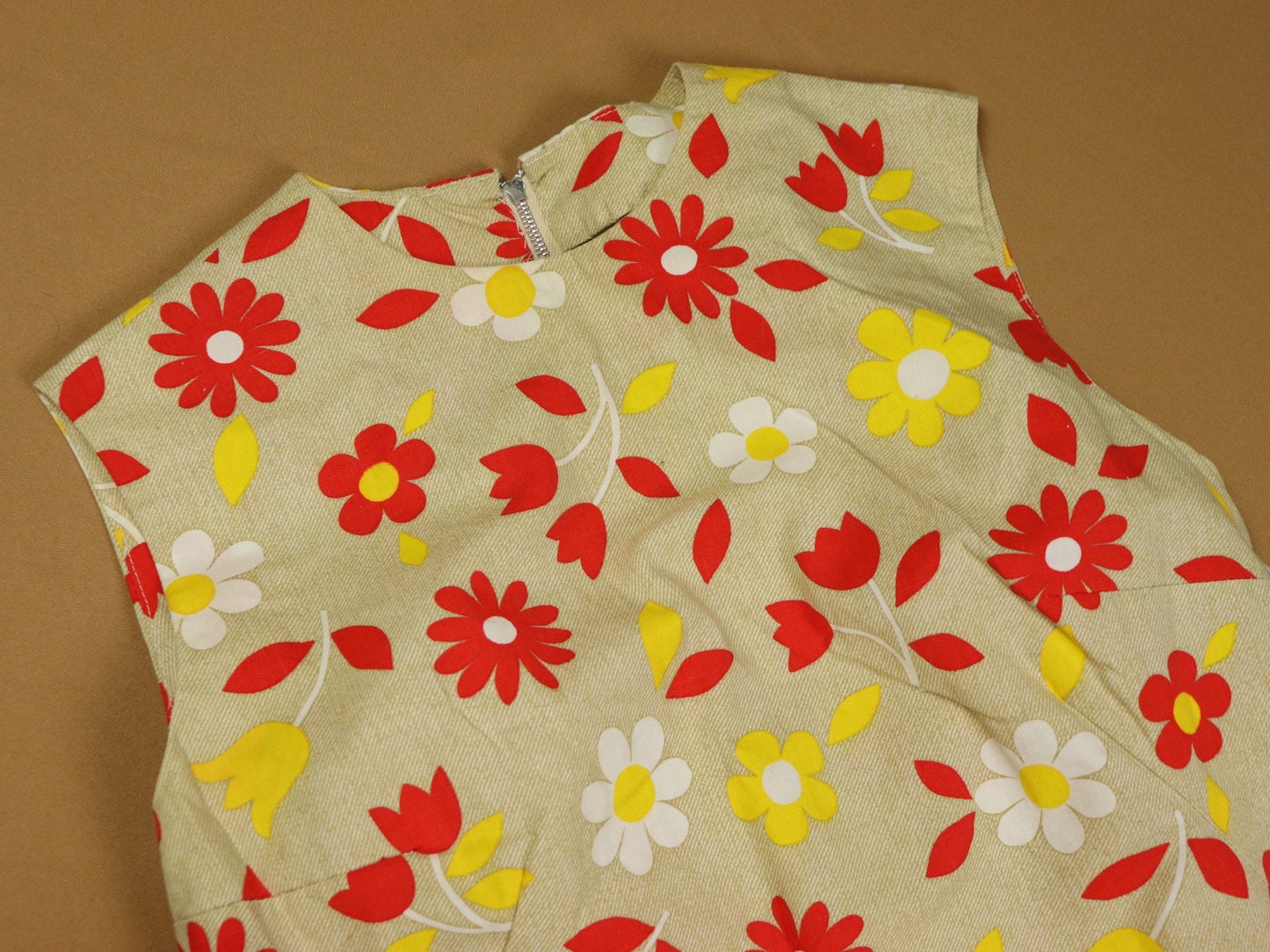 Floral micro mini dress, 1970s vintage, handmade